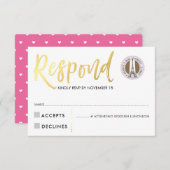 RSVP CARD or script réponse coeurs roses JORDYN2 (Devant / Derrière)