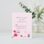RSVP Card Pink Blossom Double Bonheur (Debout devant)