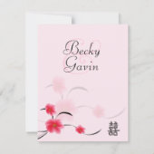 RSVP Card Pink Blossom Double Bonheur (Dos)