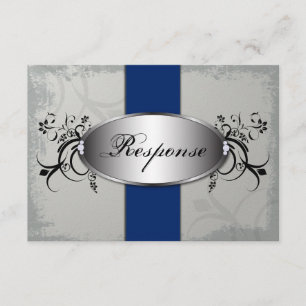 RSVP Card Royal Blue Slate Gray Kaartje
