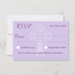 RSVP Card Style 1 Floral Cross Baptism Violet