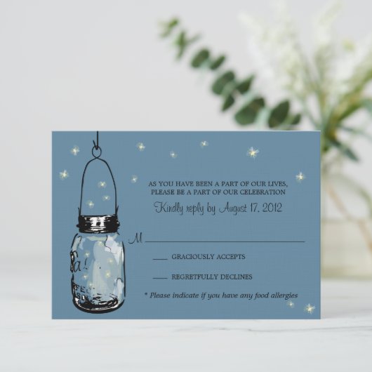 RSVP Card Whimsy Fireflies (Staand voorkant)