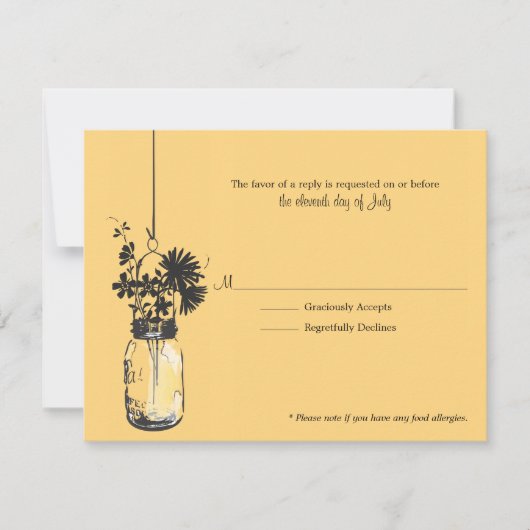 RSVP Card Wind Bloemen & Mason Jar (Voorkant)