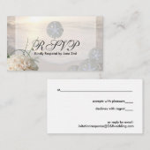 RSVP Card Zanddollar & Witte Rozen Informatiekaartje (Voorkant / Achterkant)