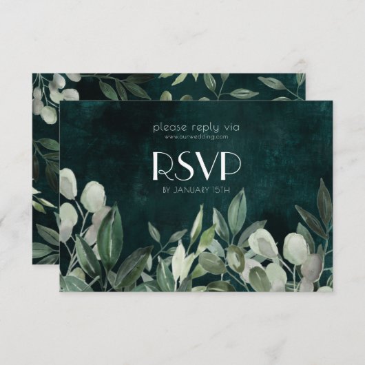 RSVP carte de boîtier vert couronne (Devant / Derrière)