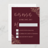 RSVP - Carte de réponse du Mariage Rose en Bourgog (Devant / Derrière)