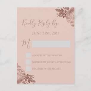 RSVP - Carte de réponse du Mariage Rose Gold Blush