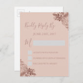 RSVP - Carte de réponse du Mariage Rose Gold Blush (Devant / Derrière)