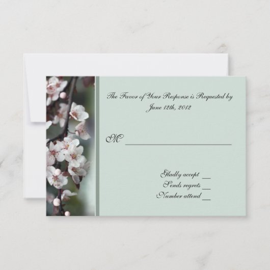 RSVP, carte de réponse, fleurs de prune (Devant)