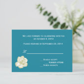 RSVP, carte de réponse, gardenia et pois (Debout devant)