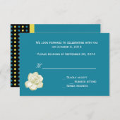 RSVP, carte de réponse, gardenia et pois (Devant / Derrière)