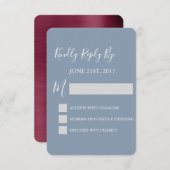 RSVP - Carte de réponse Mariage bleu Dusty (Devant / Derrière)