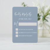 RSVP - Carte de réponse Mariage bleu Dusty (Debout devant)