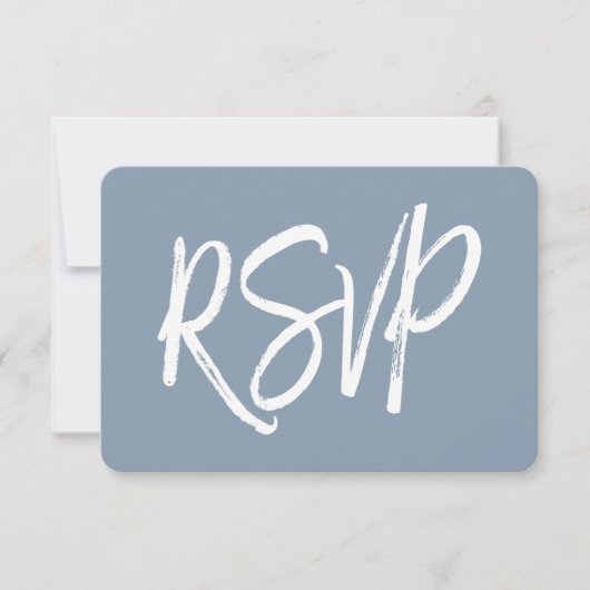 RSVP - Carte de réponse Mariage bleu Dusty (Devant)