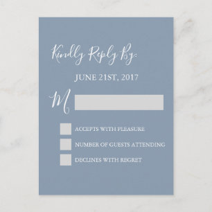 RSVP - Carte de réponse Mariage bleu Dusty