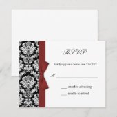 RSVP - Carte de réponse Mariage Damask Burgundy Bo (Devant / Derrière)
