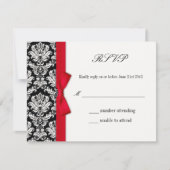 RSVP - Carte de réponse Mariage Damask Red Bow (Devant)