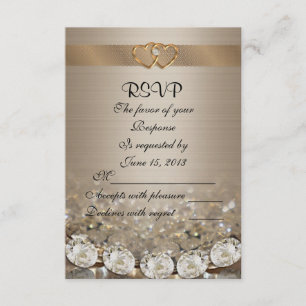 RSVP carte de réponse mariage diamants et satin