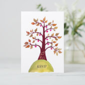 RSVP Cartes de Mariage Carving Coeur Arbre Automne (Debout devant)