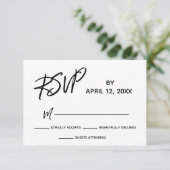 RSVP Casual Handschrift Script BW Bruiloft Set Kaartje (Staand voorkant)