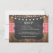 RSVP Chalk Mariage Bois Rustique Red Check Cartes (Devant)
