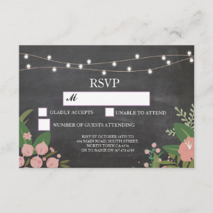 RSVP Chalk Mariage Lumières Rustiques Cartes Flora