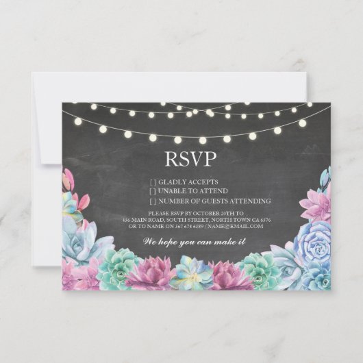 RSVP Chalk Mariage Rustique Succulents Cartes Flor (Devant)