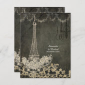 RSVP Chalk  Paris Parisian Stylish Wedding (Voorkant / Achterkant)
