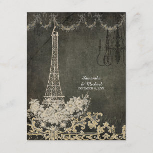 RSVP Chalk  Paris Parisian Stylish Wedding Kaartje
