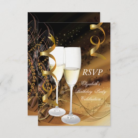 RSVP Champagne d'Anniversaire Noir d'or (Devant / Derrière)