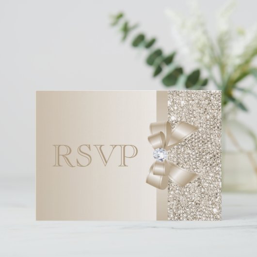 RSVP Champagne Sequins, Bow & Diamant RSVP (Staand voorkant)