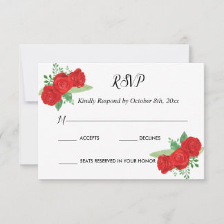 RSVP Charra Invitations, Red Roses charra Kaartje