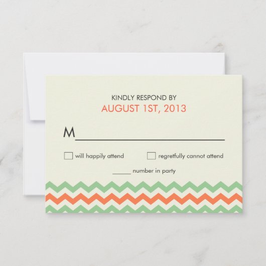 RSVP Chevron Wedding Coral Mint Green (Voorkant)