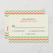 RSVP Chevron Wedding Coral Mint Green (Voorkant / Achterkant)
