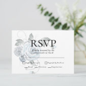 RSVP | Choix de menu Fleurs aquarelles bleu poussi (Debout devant)