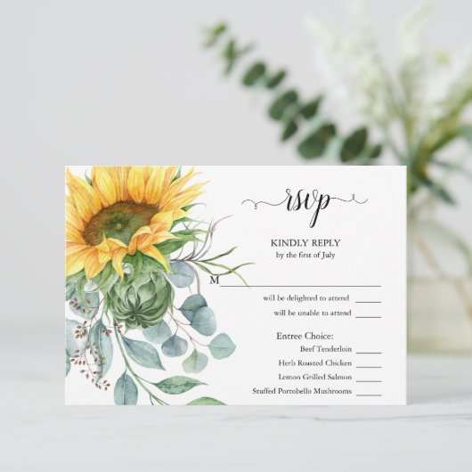RSVP Choix de repas Fleurs de soleil rustiques (Debout devant)