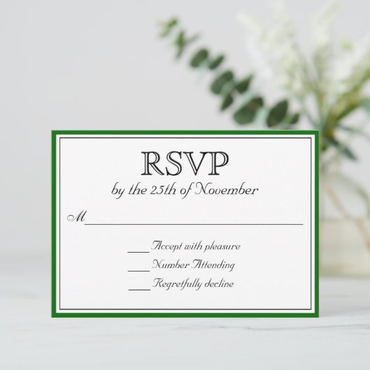 RSVP classique avec bordure vert foncé (Debout devant)