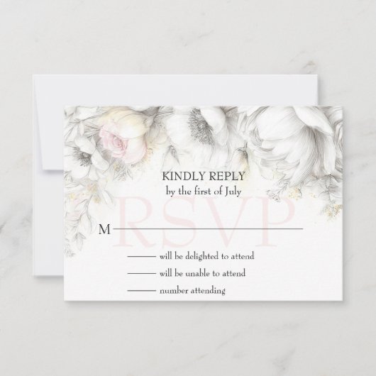RSVP Classique Fleurs d'ivoire et de rose moderne (Devant)