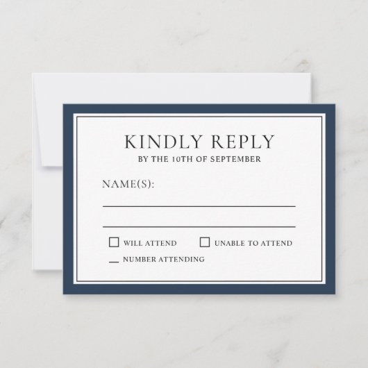 RSVP classique simple et élégant avec bordure mari (Devant)