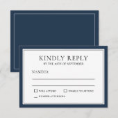 RSVP classique simple et élégant avec bordure mari (Devant / Derrière)