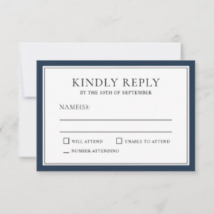 RSVP classique simple et élégant avec bordure mari
