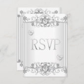 RSVP Cœur de diamant blanc argenté 2 (Devant / Derrière)