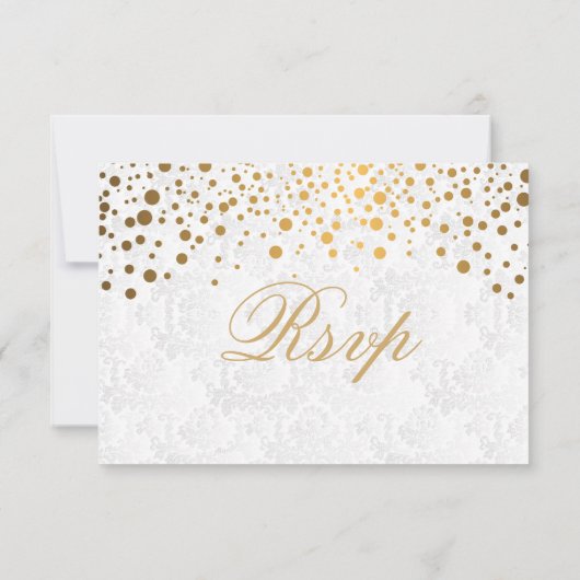 RSVP Confettis dorés élégants Mariage (Dos)