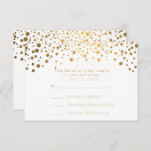 RSVP Confettis dorés élégants Mariage blanc (Devant / Derrière)