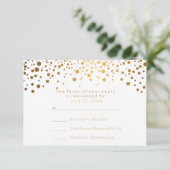 RSVP Confettis dorés Mariage Blanc élégant (Debout devant)
