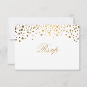RSVP Confettis dorés Mariage Blanc élégant (Dos)