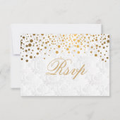 RSVP Confettis élégants dorés pointillés Mariage (Dos)