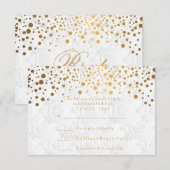 RSVP Confettis élégants dorés pointillés Mariage (Devant / Derrière)