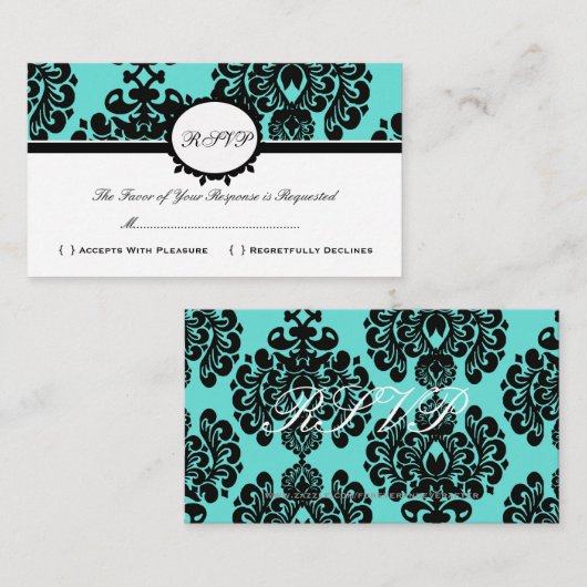 RSVP Damask  Custom Wedding Response Kaart (Voorkant / Achterkant)