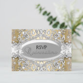 RSVP Damask Perle Argent & Or Quinceanera (Debout devant)